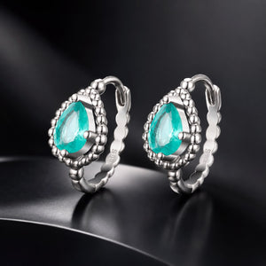 925 Sterling Silver Earrings with Pavé Setting and Transparent Glass