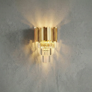 Art Deco Crystal Wall Sconce Gold Chrome – Empire Style E12 Dimmable Wall Light