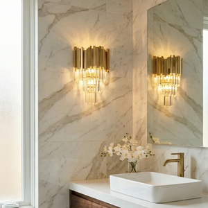 Art Deco Crystal Wall Sconce Gold Chrome – Empire Style E12 Dimmable Wall Light