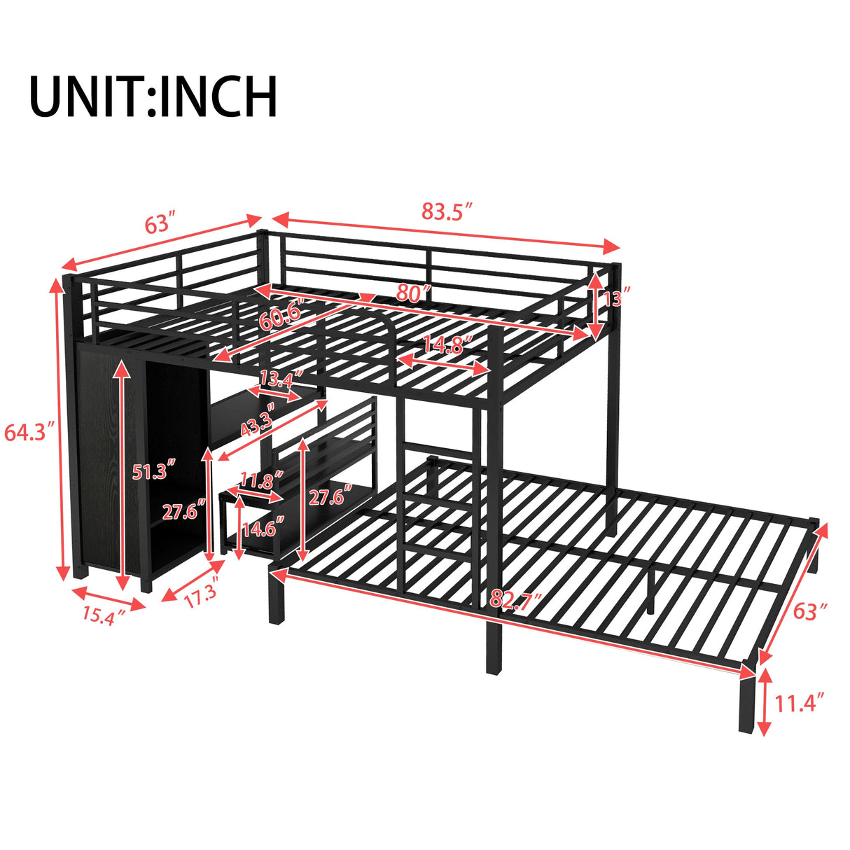 Queen Over Queen Size Bunk Bed Frame