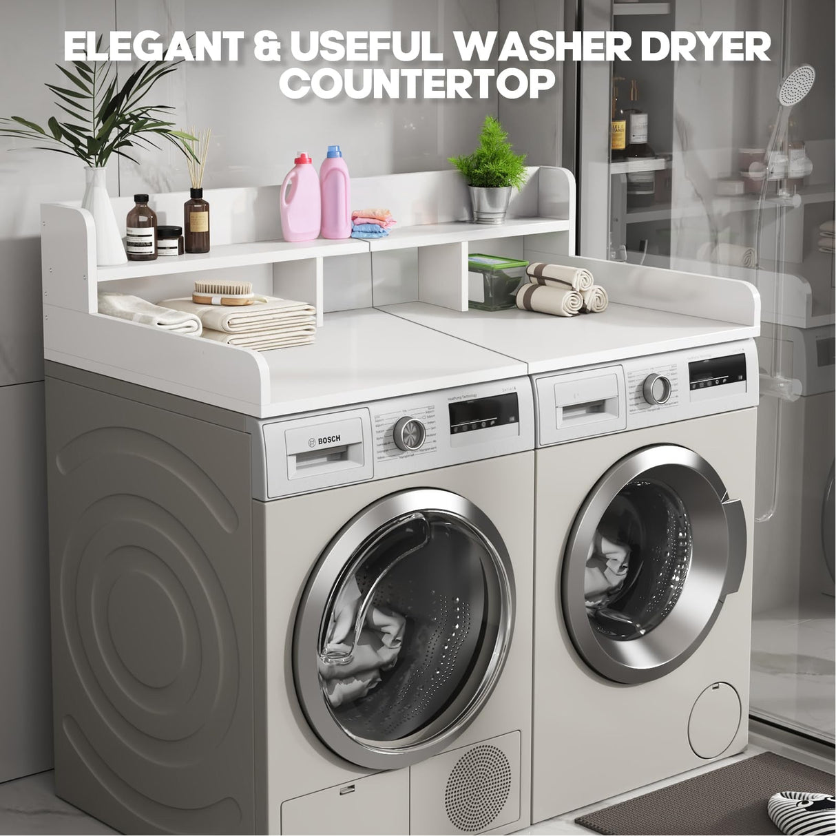Washer Dryer Countertop with Non-Slip Pads - White