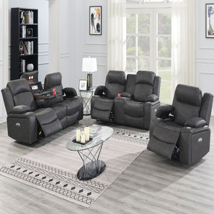 Power Motion Living Room Set With USB Port, Adjustable Headrest, Cup Holder
