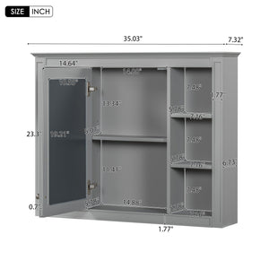Wall Mounted Medicine Cabinet With Mirror and 6 Open Shelves