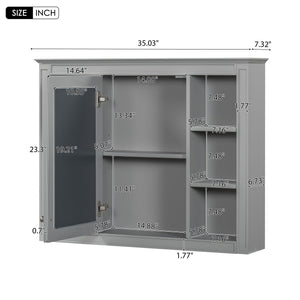 Wall Mounted Medicine Cabinet with Mirror and 6 Open Shelves - Multiple Colors