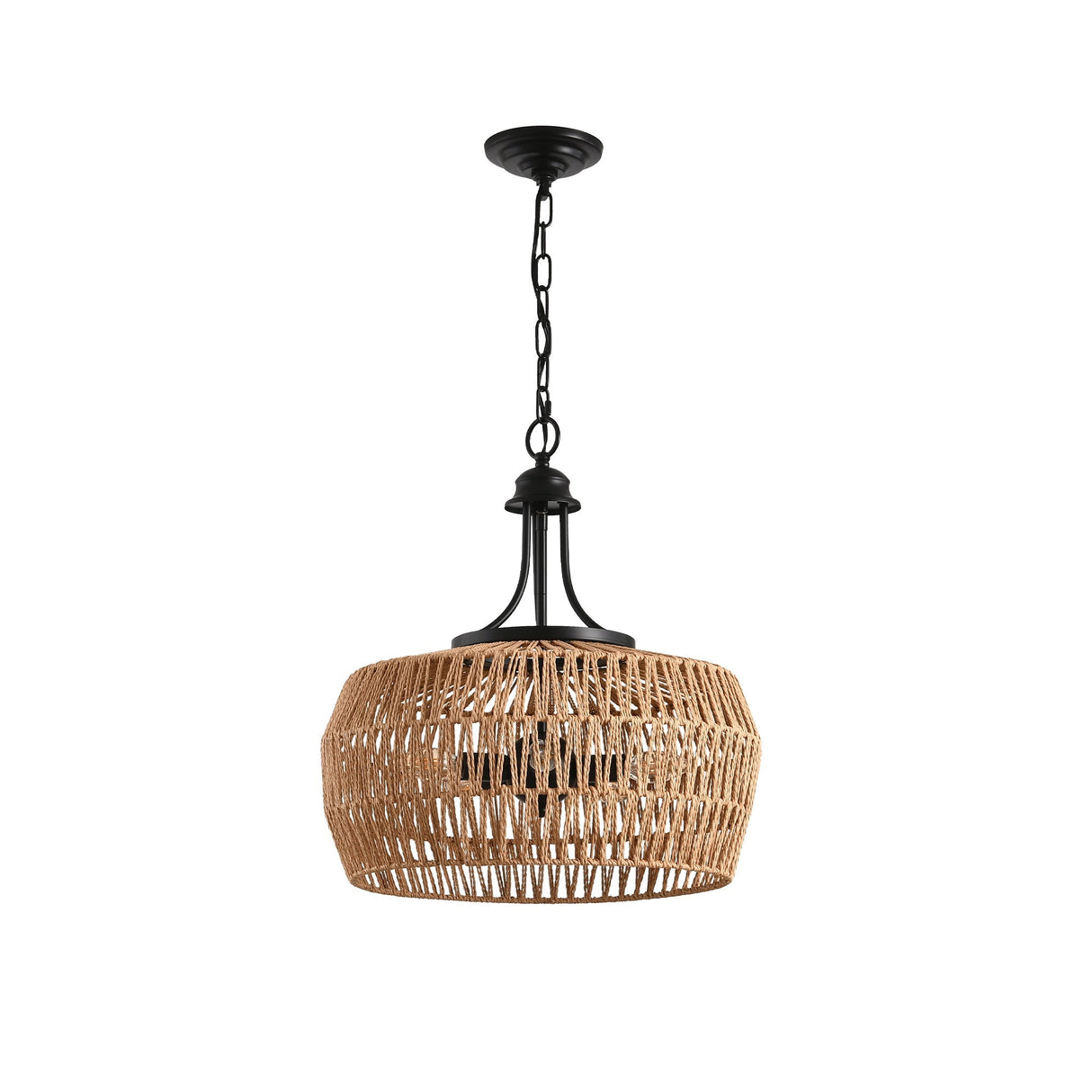 19' Boho Hemp Rope Pendant Light with Adjustable Chain