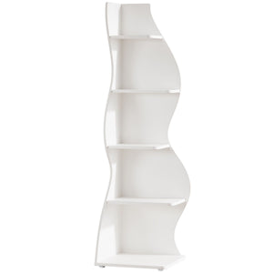 5 Tier Wavy Corner Bookshelf And Plant Stand For Living Room