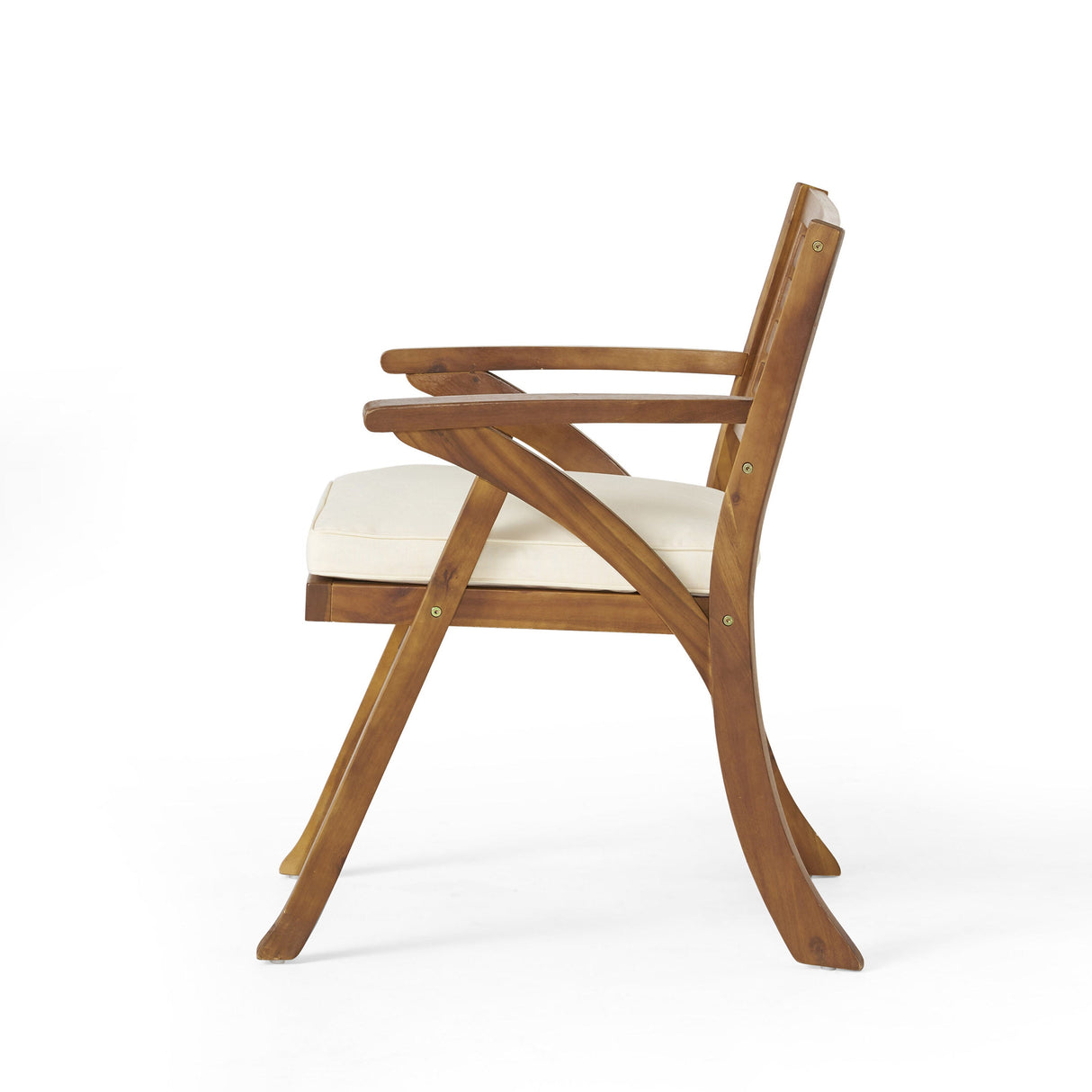 Outdoor 6 Pieces Acacia Wood Dining Set with Cushion and Handwoven Rattan Legs