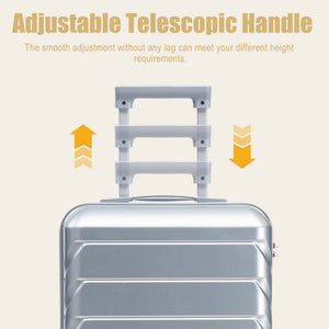 20 Inch ABS Hard Shell Luggage with Spinner Wheels - Silver