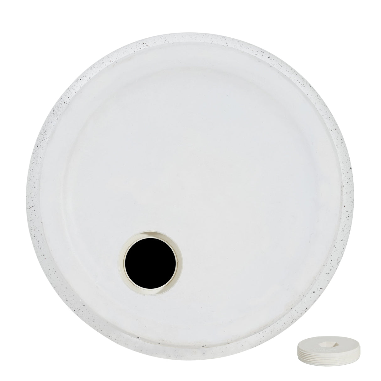 Tess MGO Outdoor Patio Side Table Umbrella Base with Sand-Filling Design White Marble