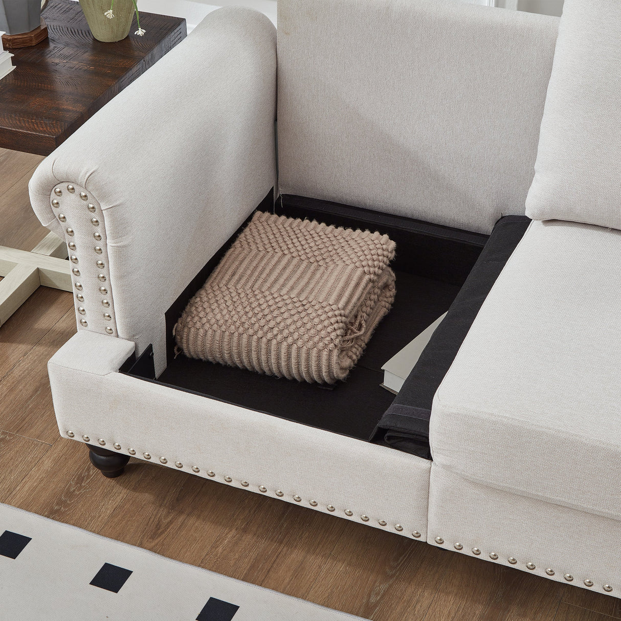 83" Modern Classic Design with Nails Living Room Three Seater Sofa