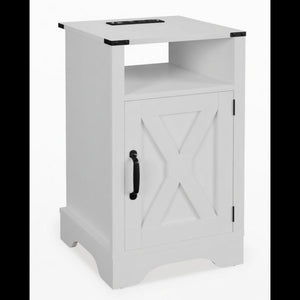 Farmhouse Nightstand, Charging Station & Storage