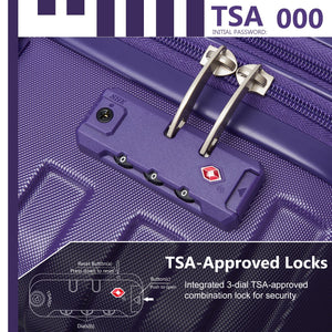6-Piece Purple Expandable Hardshell Luggage Set with TSA Locks
