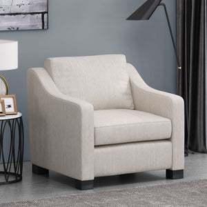 Nightowl Upholstered Club Chair with Sloped Arms and Wood Legs - Beige