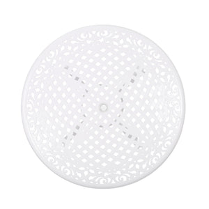 Tranquilius - Outdoor Round Dining Table With Lattice Tabletop, Umbrella Hole And Curved Legs