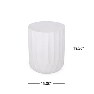 Outdoor End Table with Scallop Edge - Antique White