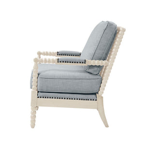 Arm Chair With Open Back Spindle Design, Padded Armrests