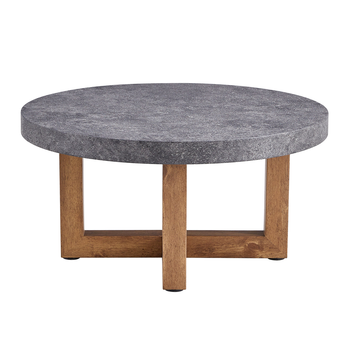 Modern Retro Gray Texture MDF Round Coffee Table with Crossed Legs, 31.4'
