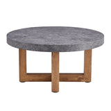 Modern Retro Gray Texture MDF Round Coffee Table with Crossed Legs, 31.4'