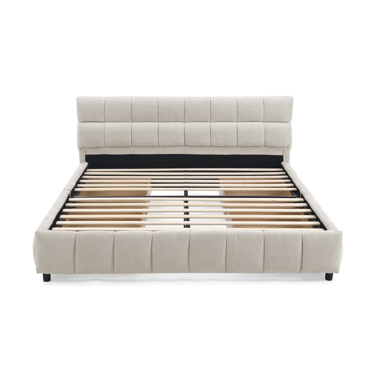 Modern Platform Bed Frame With Thick Fabric