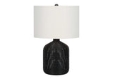 Captions 23" Table Lamp with Rattan Base and Linen Drum Shade