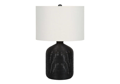 Captions 23" Table Lamp with Rattan Base and Linen Drum Shade