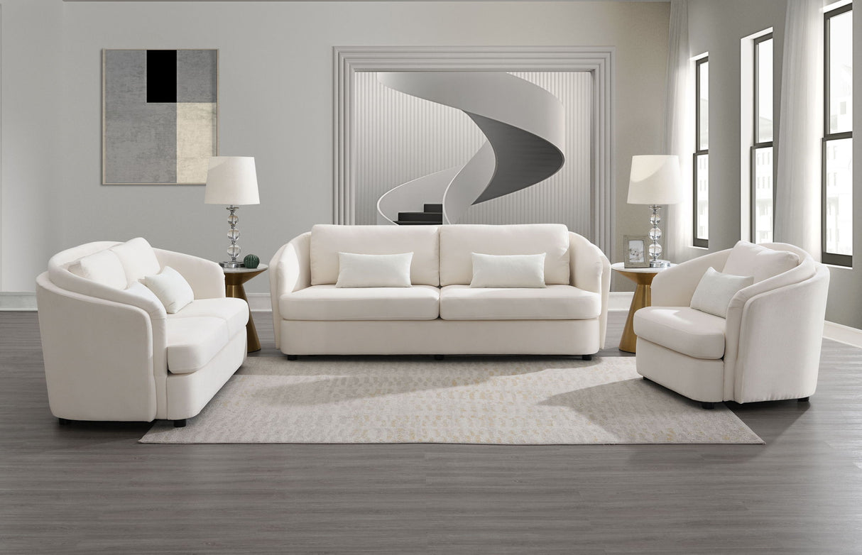 Mariko - 3 Piece Living Room Set Sofa Loveseat Chair - Beige