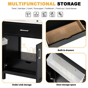 Bathroom Vanity With Sink And Ample Storage, Rectangular Undermount Sink - Black