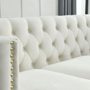 L-Shaped Corner Sofa, 5 Seater Sectional With Tufted Design