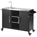 K&K 55.5' Outdoor Kitchen Island with 304 Stainless Steel Sink