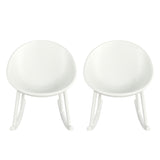 Modern Gable Rocking Chair Set of 2 in White Plastic with Weather-Resistant Features