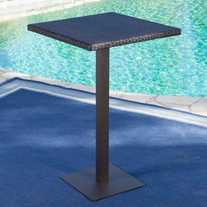 Outdoor Square Rattan Bar Table with Iron Frame - Multi Brown