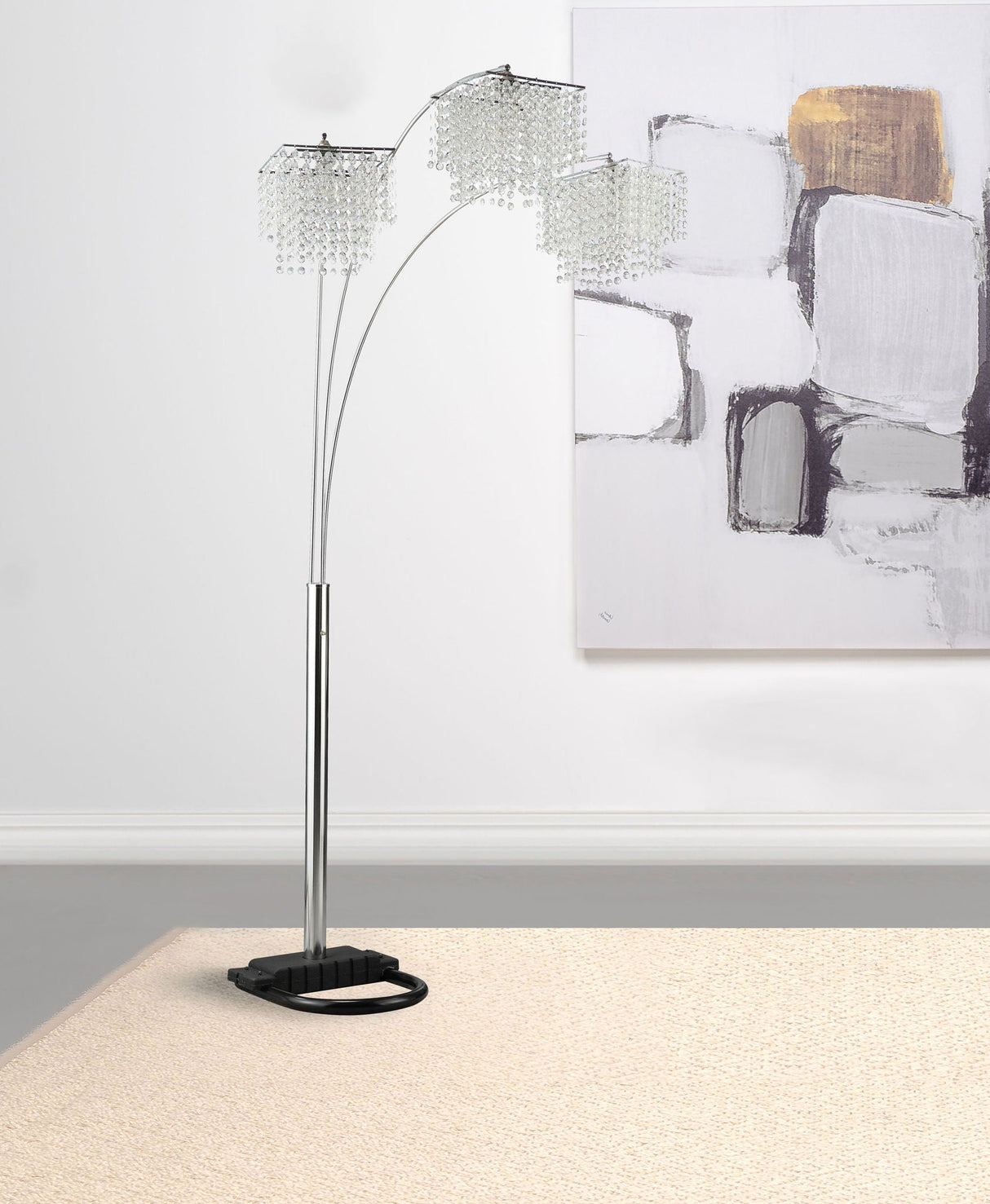 Miriam 90-inch Hanging Crystal Arc Floor Lamp Chrome