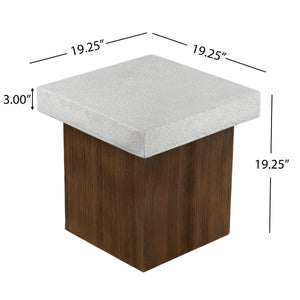 MGO Square Side Table with Faux Stone Top and Wood Frame