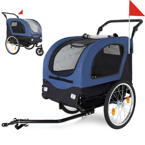 2-in-1 Bike Trailer & Pet Stroller for Dogs up to 110lbs with Weather Cover - Black, Red, or Blue