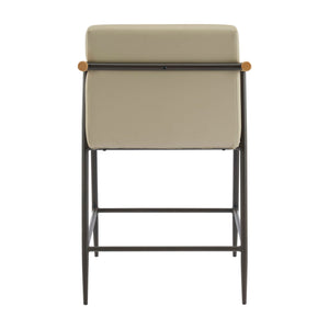 Mid Century Modern Counter Stool Set With Espresso Metal Frame - Khaki