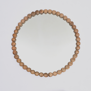 32-Inch Wooden Beaded Round Wall Mirror