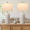 Farmhouse Table Lamps Set of 2 – Ceramic Base Bedside Lamps for Bedroom & Living