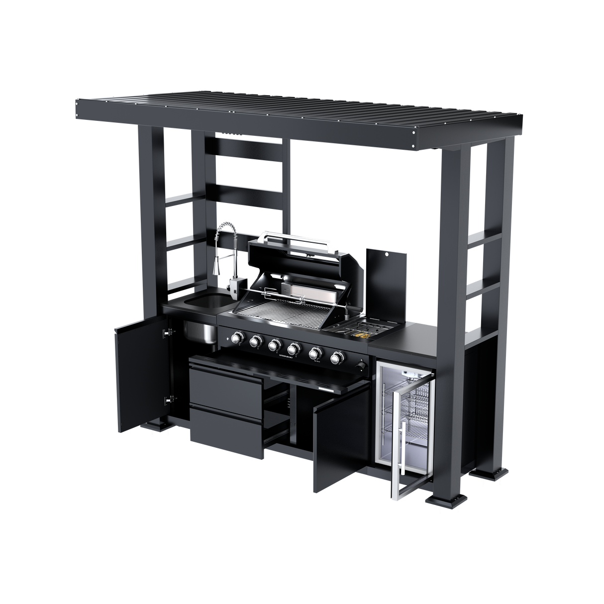 97-Inch 4-Burner Deluxe Stainless Steel Gas Outdoor Kitchen Grill