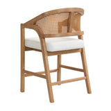 Wooden Frame Counter Stool with Rattan Back, Set of 2