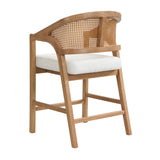 Wooden Frame Counter Stool With Rattan Back - Set of 2