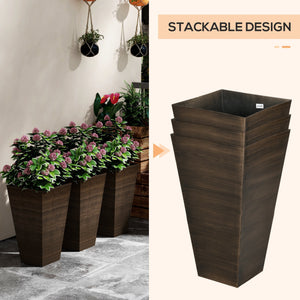 Outsunny 28" Tall Outdoor Planters, Set of 3 Large Taper Planters