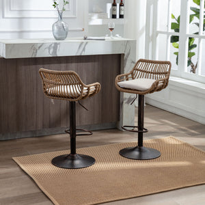 Modern Swivel Bar Stools Adjustable Counter Chairs With Footrest (Set of 2)