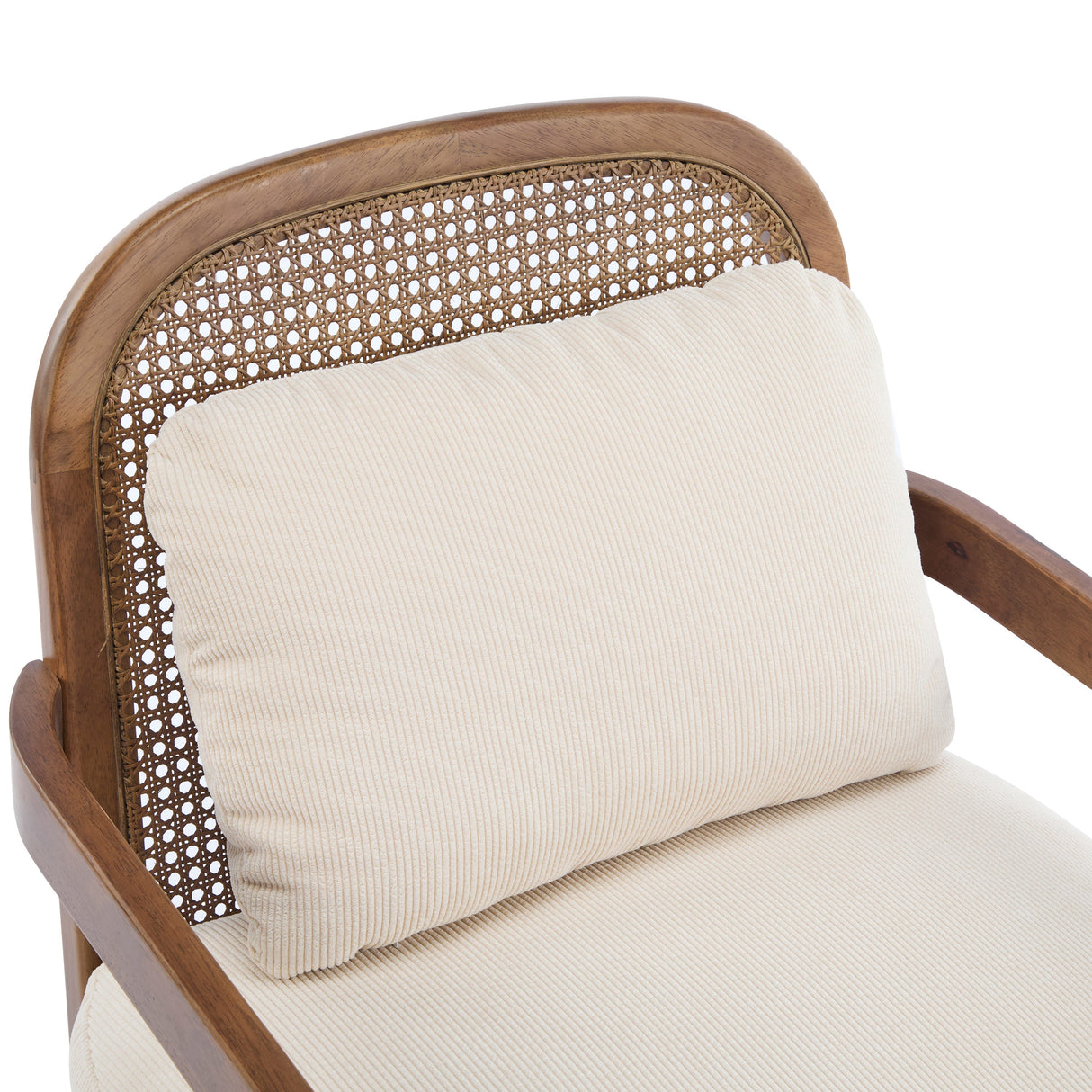 Elliston Rattan Backrest Solid Wood Accent Chair with Cushions, Set of 2