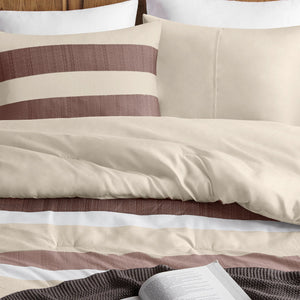 2-Piece Twin/Twin XL Stripe Textured Print Comforter Set, Terracotta