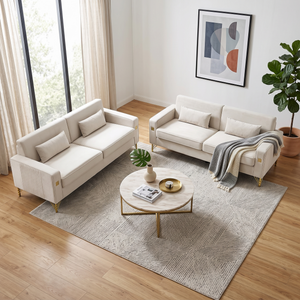 Ivory White 2-Piece Velvet Sofa Set