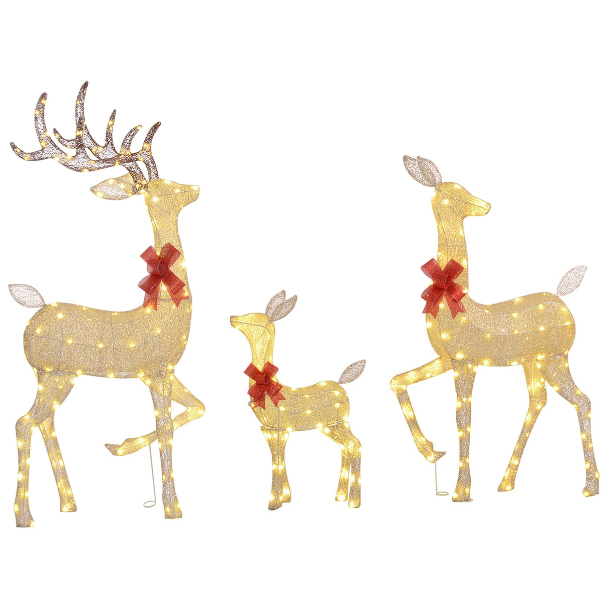 4.5ft 3-Piece Outdoor Light Up Christmas Deer Family Set of 3, with 3 LED Light Modes