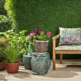Owl Garden Stool with Distressed Gold Patina Finish