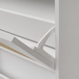 2 Door Shoe Rack, Rattan, Double Layer, Suitable For Living Room, Hallway - White