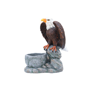 Standing Eagle Statue Garden Planter on Faux Stone Base