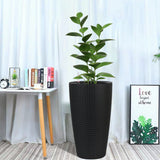 Set of 2 Faux Rattan Tall Planters with Automatic Watering System